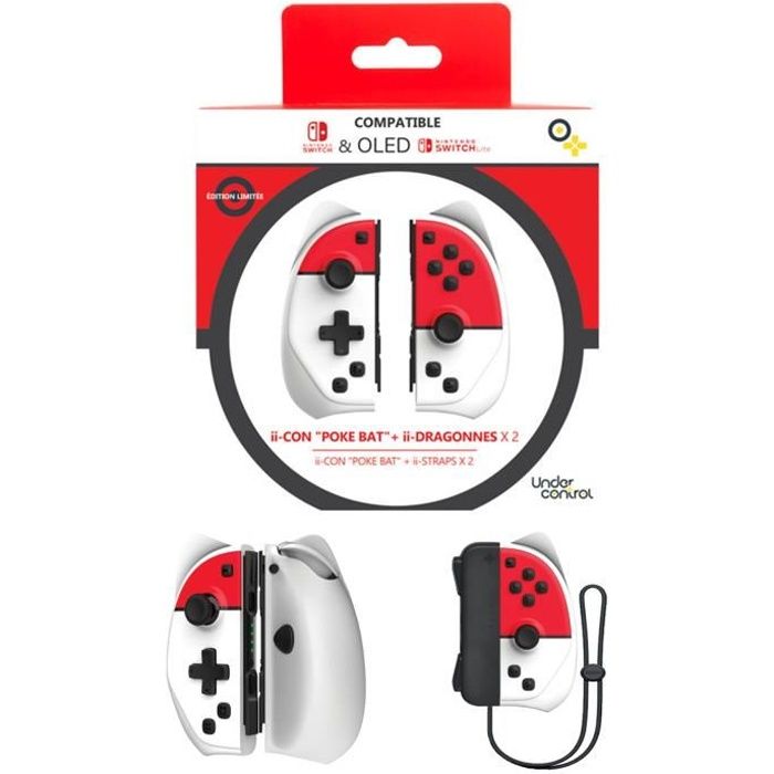 Manette Switch Joycon Iicon Et Type Pokeball Avec Dragonnes V2 Iicon Pokeball V2 - vue 2