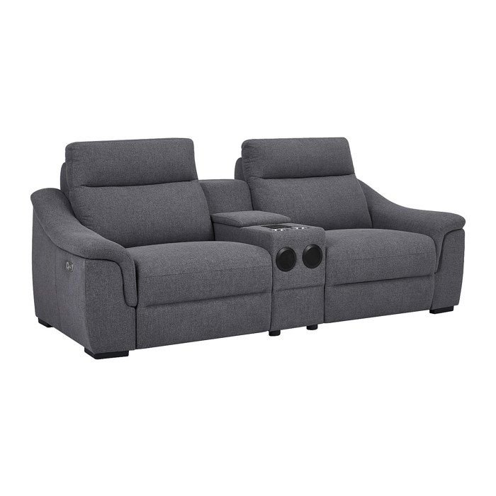 Canapé 2 places relax électrique en tissu gris VERETO