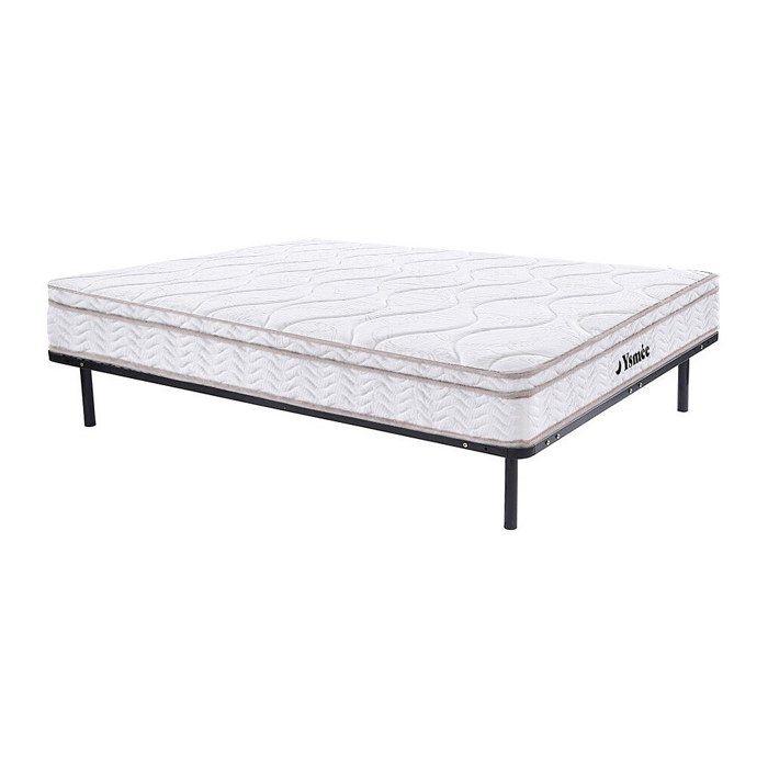 Ensemble 140 x 190 cm cadre à lattes + matelas ressorts 3 zones et mémoire de forme ép.20cm - WOLKENTANZ de YSMÉE