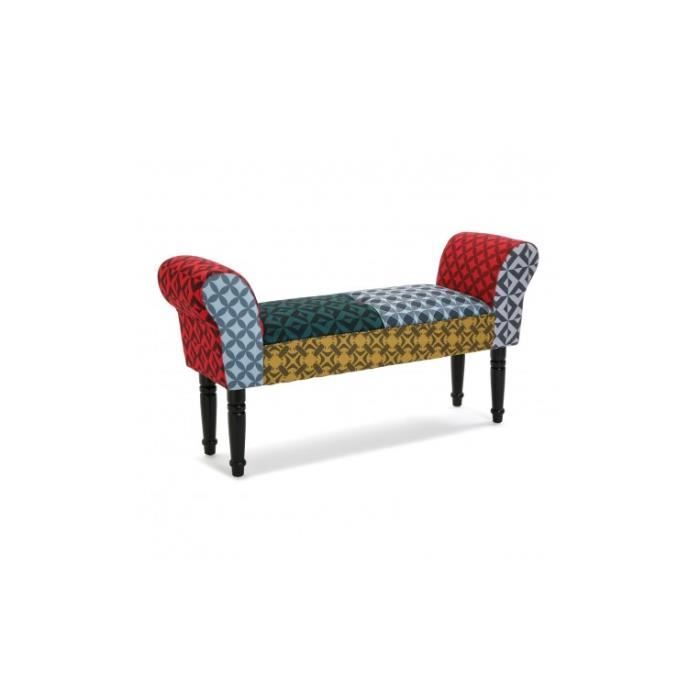Banc Avec Accoudoirs Patchwork Multicolores Karlsen Achat Vente Banc Cdiscount