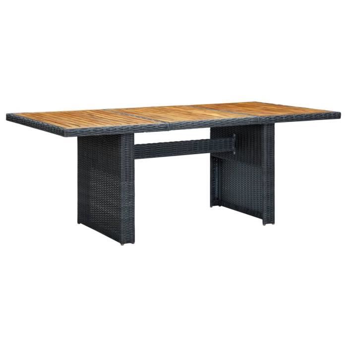 "SALE 2024" Table de jardin - JMS - Gris foncé Résine tressée et bois d'acacia 134,45,Kg