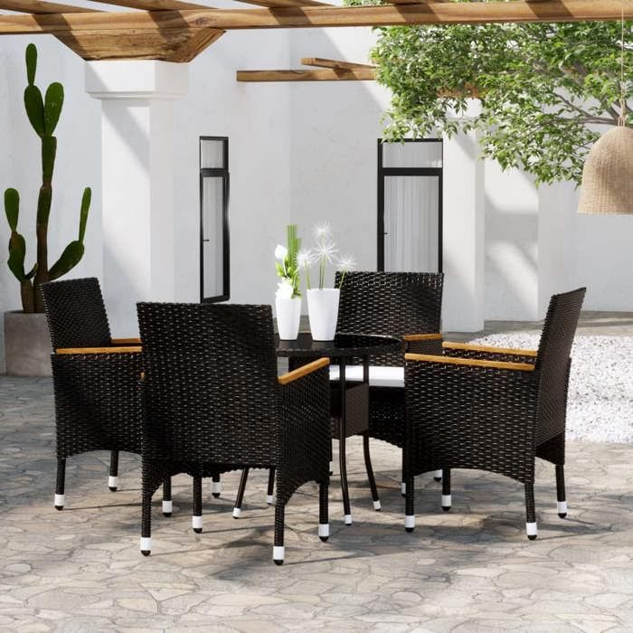 vidaXL Mobilier de Salle à Manger de Jardin 5 pcs Mobilier à Dîner de Terrasse Table et Chaises de Repas Salon de Jardin 3058494