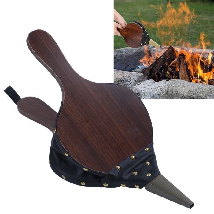 Soufflet De Cheminée En Cuir Et Bois - 49.2 X 20.1 Cm, Pour Attiser Le Feu (poêle, Barbecue, Cheminée) - 3
