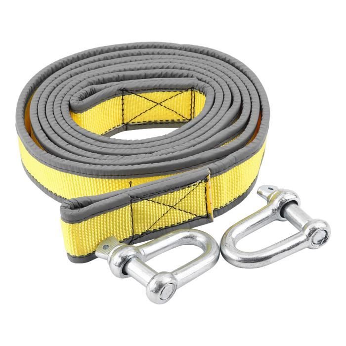 Sangle De Remorquage 6m 3 Tonnes - Câble De Dépannage Pour Voiture, 4x4, Tout-terrain - Crochets Acier Avec Verrou - Fluorescente - TE672