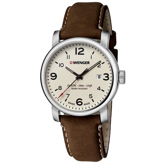 Montre homme - WENGER - URBAN HIPSTER 01.1041.138 - Classique - Quartz - Bracelet cuir marron