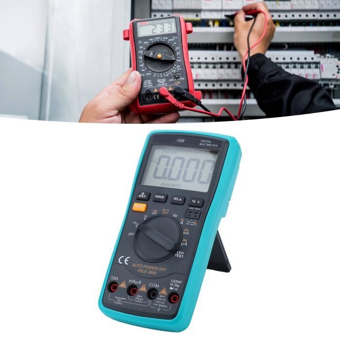 Multimètre Numérique Portable – Écran LCD Rétroéclairé – Test Tension, Courant, Résistance, Diode – Haute Précision Rouge