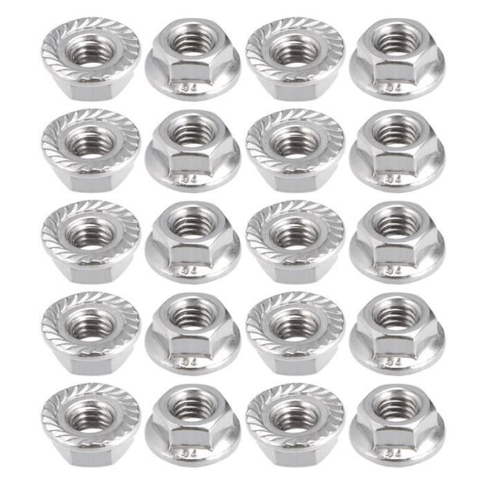 Écrou à Bride Dentelée M20 Acier Inoxydable DIN 6923 - Tête Hexagonale Anti-Desserrage (1 Pièce)
