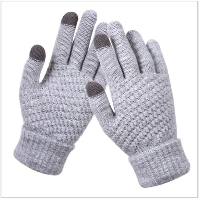 Gants D'hiver Pour Femme - Taille Unique - Compatibles écrans Tactiles - Matière Acrylique Et Laine - Couleur Beige