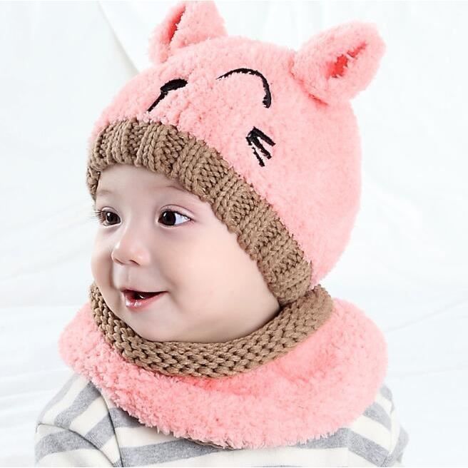 Chapeau Bonnet Enfant Hiver Bébé,Ensemble Set de 3 pièces Bonnet