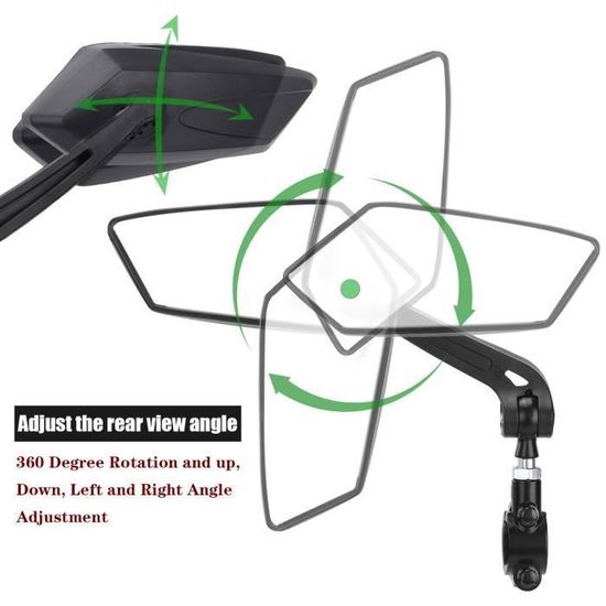 Rétroviseur De Sécurité Pour Casque De Vélo - Vue à 360°, Fixation Simple, Couleur Noire