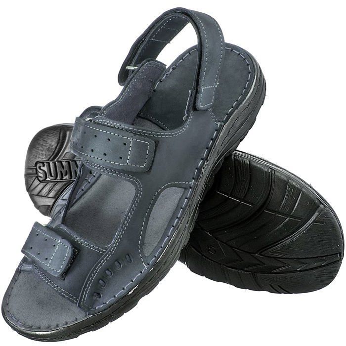 Sandales ESTRO Homme En Cuir - Mules Été Antidérapantes S1 - Confortables Et Respirantes