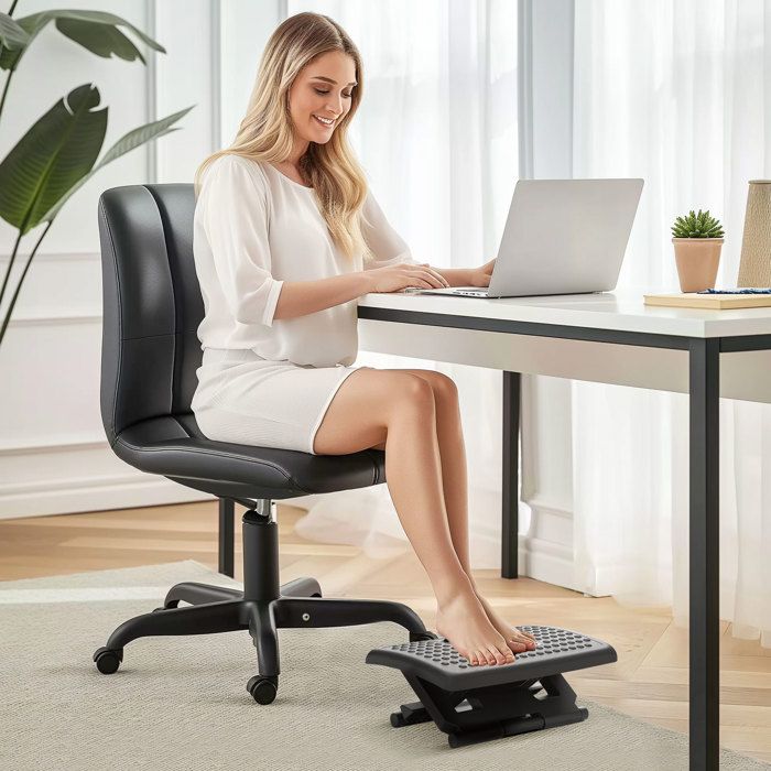 Repose-pieds Ergonomique ROYALAY - Mousse Haute Densité 3 Hauteurs Réglables - Pour Bureau Et Maison
