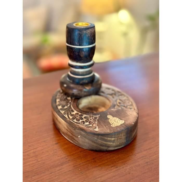 Brûleur D'Encens en Bois Porte-Encens pour Bâtons 9 Trous Brûleur D