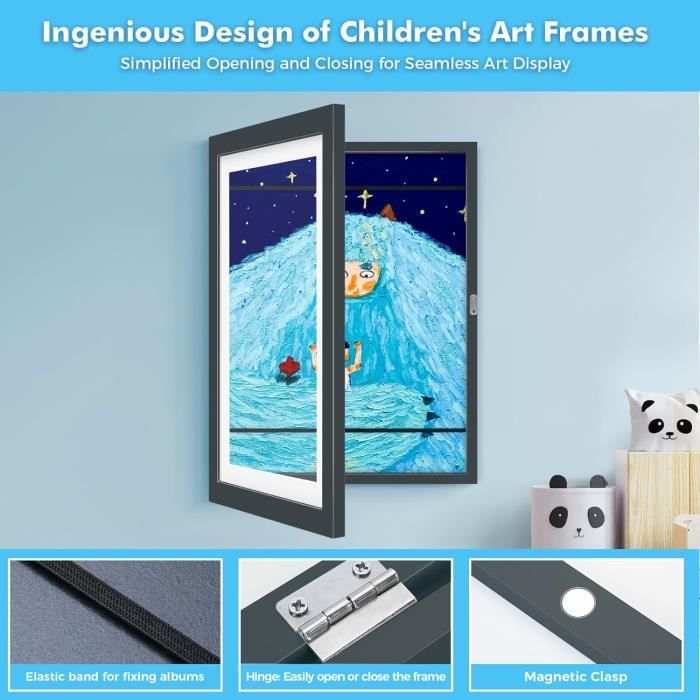 Lot De 2 Cadres Pliants Format A3 – Aluminium, Anti-Reflet, Pour Poster, Fixation Murale Incluse