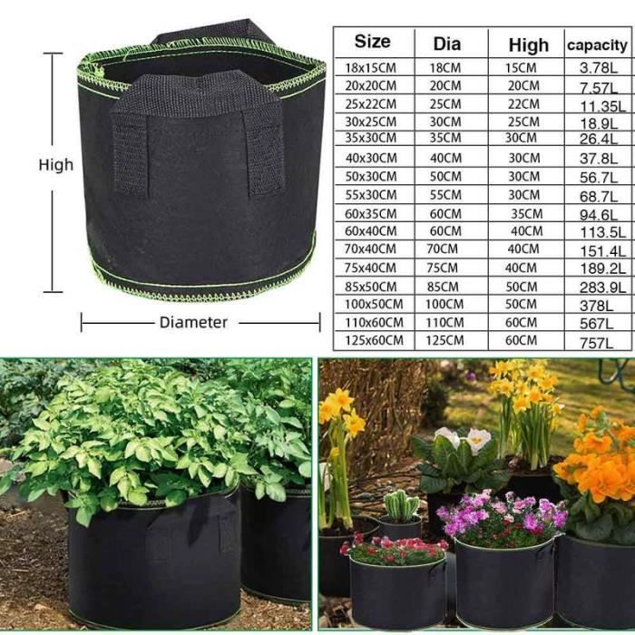 Sac De Culture En Tissu Respirant – 10 Litres, Avec Poignées, Pour Légumes, Fleurs, Balcon Ou Jardin