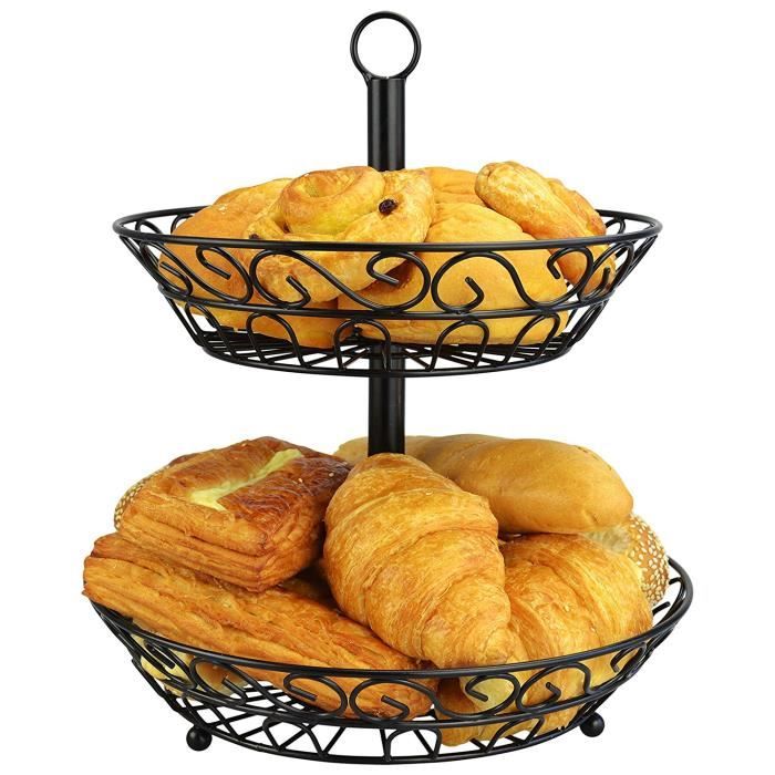 Corbeille à Fruits Métal Noir Mat BOTOING - Panier Suspendu Ou Posable Élégant Pour Légumes & Fruits