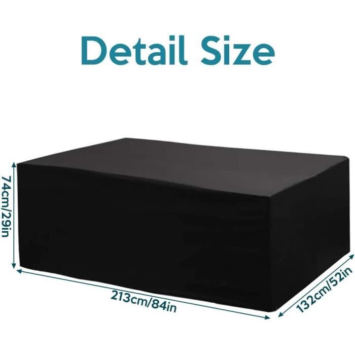 Housse Table De Jardin Imperméable 205x100x75cm/LxWxH Housse Salon De Jardin Carré Housse De Protection Table De Jardin 420d Oxford Housse De Meubles Extérieur Bâche De Protection Exterieur Table