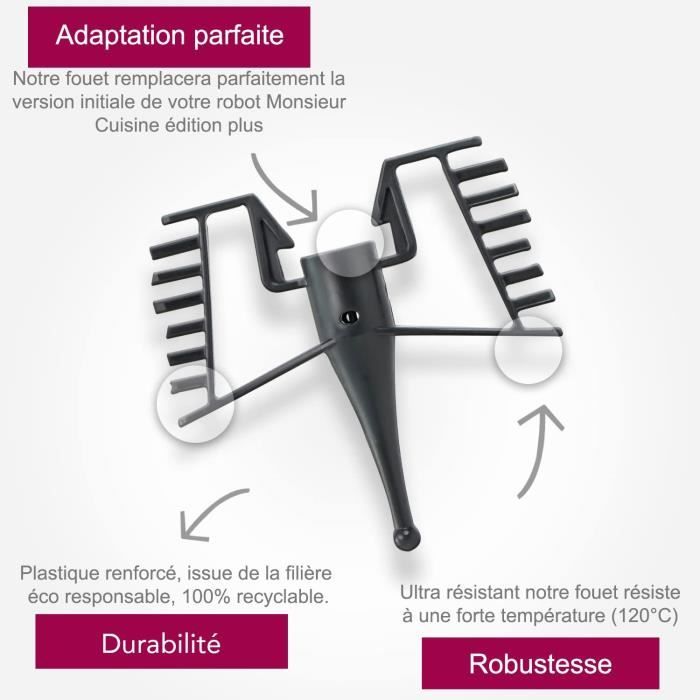 Fouet Papillon Batteur Mélangeur Accessoire pour Robot Monsieur