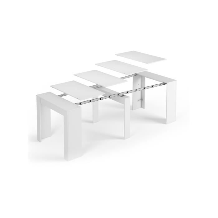 DMORA Table extensible Lavanda, Table à manger avec ouverture de livre, Console polyvalente