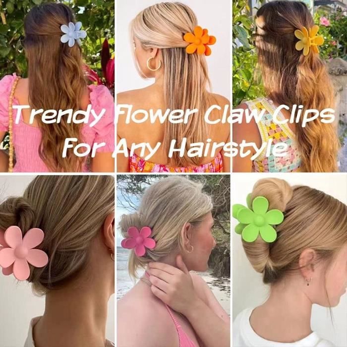 56 Pinces à Cheveux Filles - Barrettes Anti-Dérapantes Motifs Floraux Arc-en-Ciel
