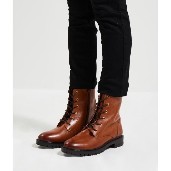 Boots cuir lacets femme cheap