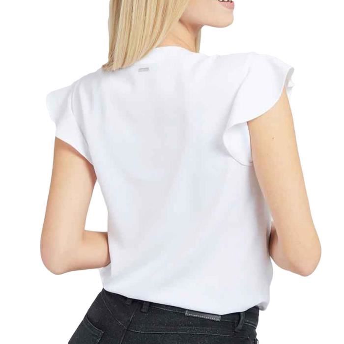 Blouse Blanche Femme Guess Strass Blanc Cdiscount Pret a Porter