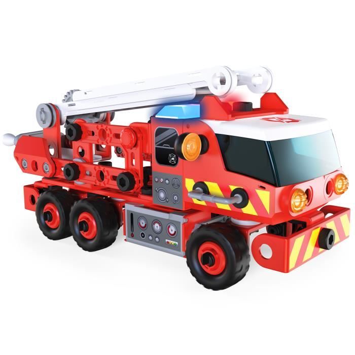 HOMCOM Camion Mécano 2 En 1 Établi Enfant - 61 Pièces Avec Effets Sonores Et Lumineux, Rouge