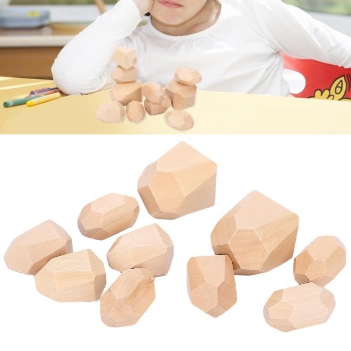 Ensemble de blocs de construction en bois Montessori pour enfants, pierre colorée, jeu d'empilage nordique créatif, cadeau de jouet en bois arc-en-ciel  26