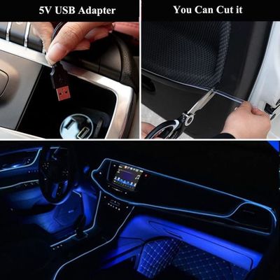 Éclairage intérieur de voiture à LED, câble USB EL, éclairage d