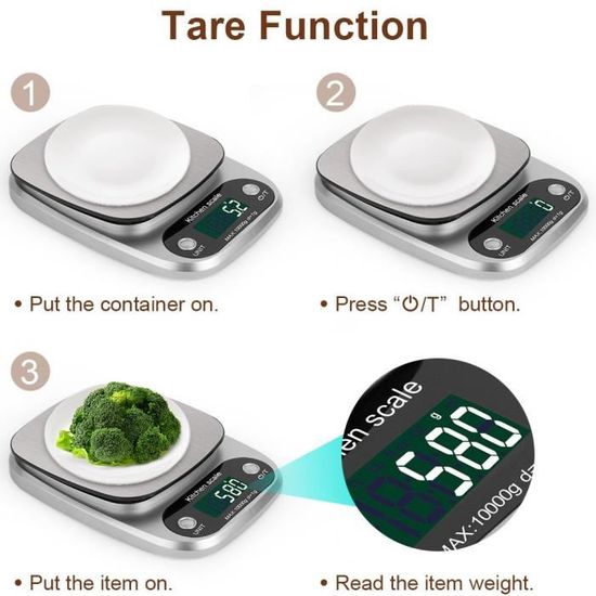 Balance de Cuisine, 10Kg/1g Electronique Balance de Cuisine Précision LCD  Display (batterie incluse) - Cdiscount Electroménager