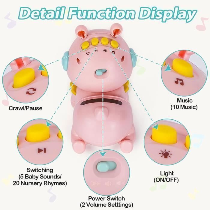 Jouet Bébé Rampant avec Musique et Lumière - Mixte - Jaune - 12 mois - Jouet sensoriel pour l Jouet Bébé Rampant avec Musique et Lumière - Mixte - Jaune - 12 mois - Jouet sensoriel pour l