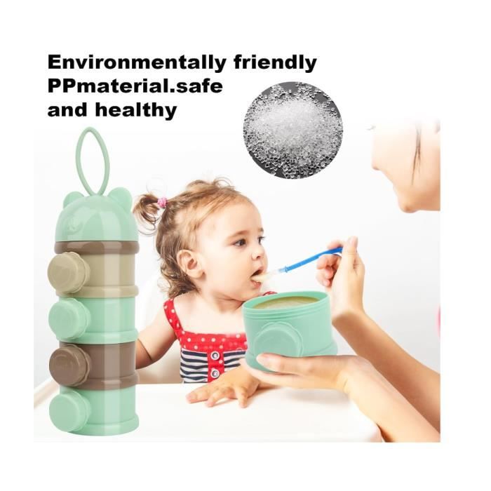 Distributeur De Lait En Poudre 4 Compartiments - Portable Avec Poignée, Sans BPA - Pour Bébé, Voyages