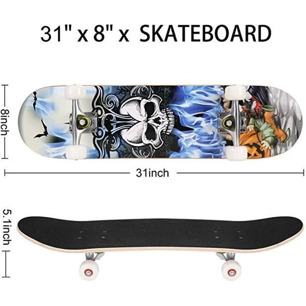 SKATEBOARD SHORTBOARD LONGBOARD PACK Skateboard Antidérapanteavec Roulements à Billes ABEC 7 en SKATEBOARD SHORTBOARD LONGBOARD PACK Skateboard Antidérapanteavec Roulements à Billes ABEC 7 en