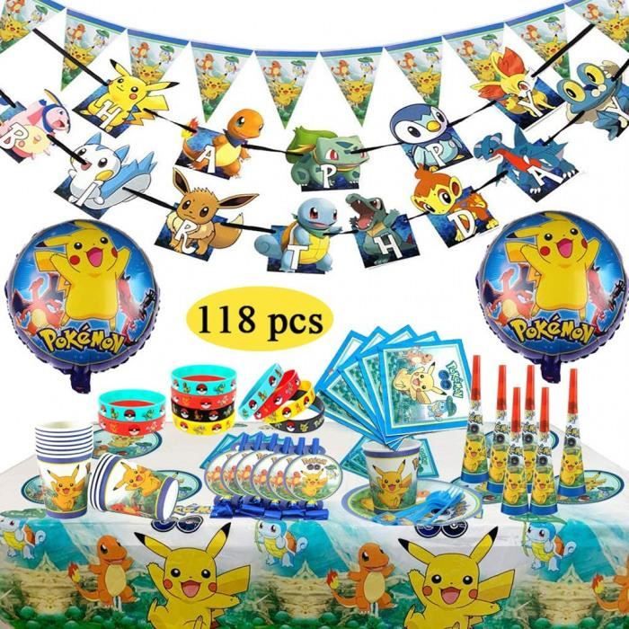 Décoration de fête d'anniversaire pour enfants pokemon, pokémon bracelets  nappes de table ballon pour 10 invités pour party celebrat - Cdiscount  Maison