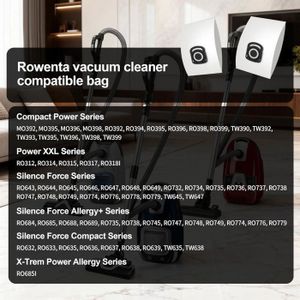 12 Sacchetti Per Aspirapolvere Rowenta Silence Force Compact Power - Compatibili Con ZR200520, ZR200720, Ro6864ea, Ro6327 - 6