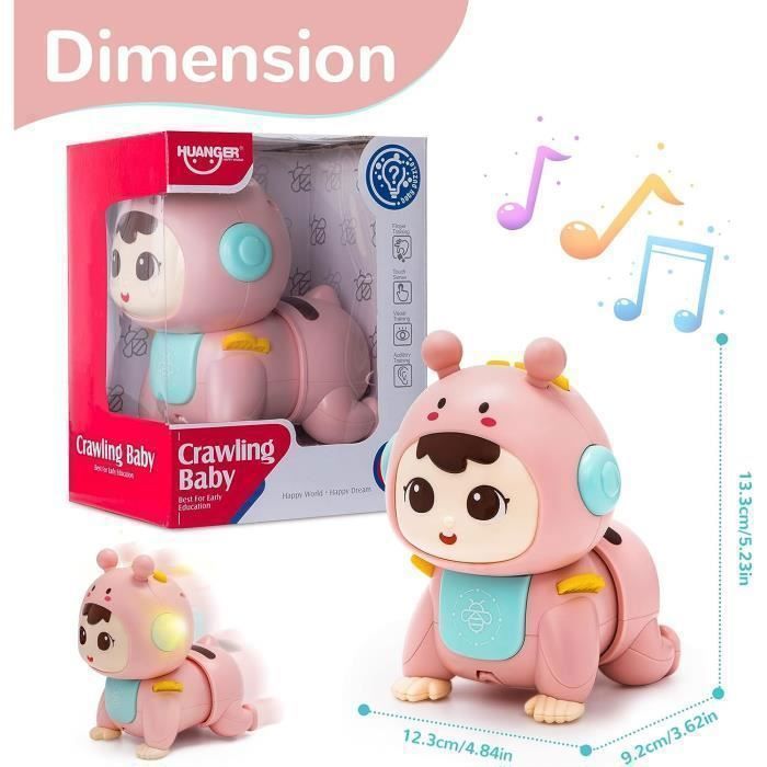 Jouet Bébé Rampant avec Musique et Lumière Rose Mixte Dès
