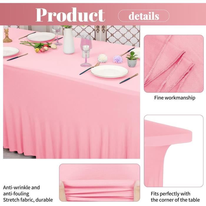 Jupe de table plissée en polyester pour table rectangulaire, jupe de