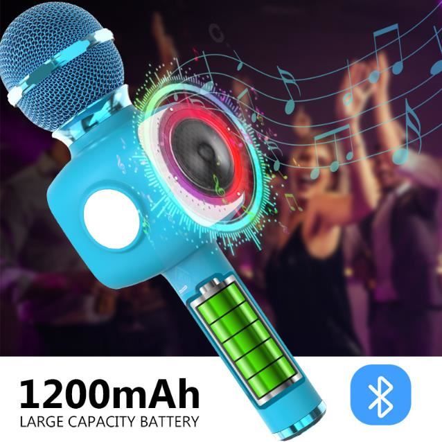 Micro Enfant Pour Chanter Karaoké Enfant Mini Avec 2 Micros Sans Fil - Lumières LED - Bluetooth