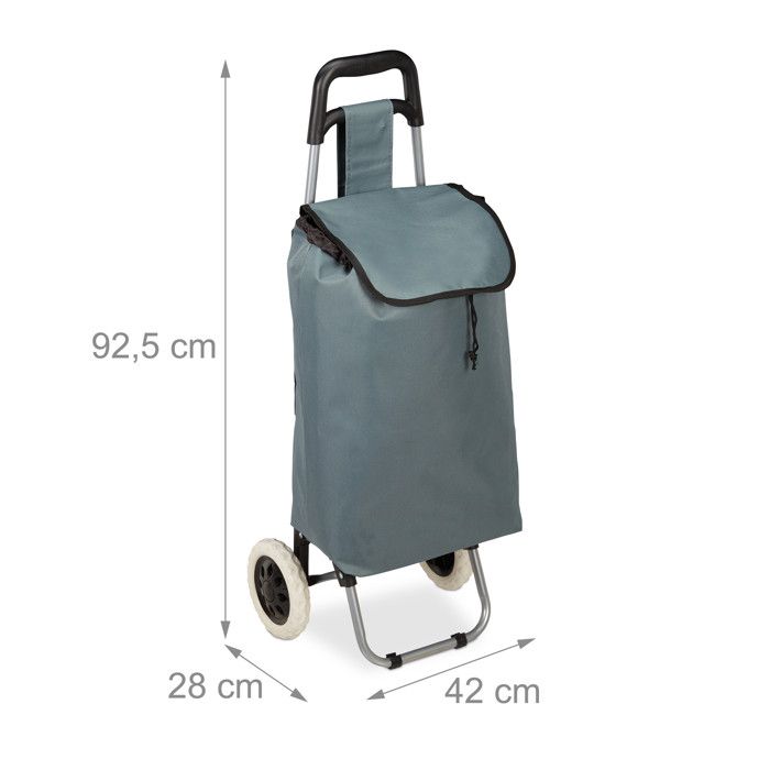 Relaxdays Chariot de courses pliable; sac amovible 28 L,caddie