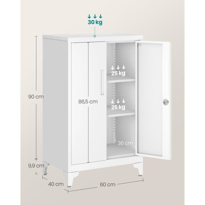 Armoire de rangement en métal à 2 portes avec étagères réglables, multifonction pour cuisine, bureau et garage | Leroy Merlin