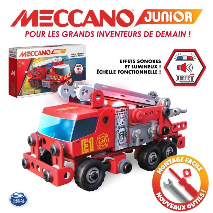 MECCANO CAMION DE POMPIERS MECCANO JUNIOR 6056415 Jeu de Construction et Outils Effets sonores et lumineux Cdiscount Jeux Jouets