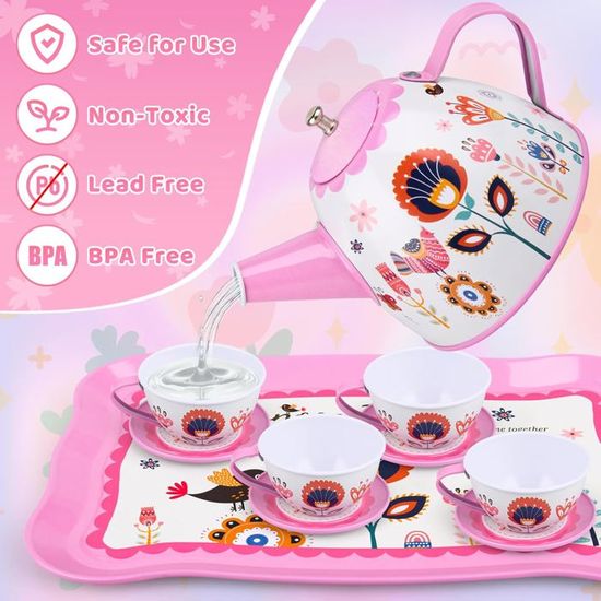 STAY GENT Service à Thé Enfant 38 Pièces - Dinette Princesse Avec Donuts, Pour Filles 2-7 Ans | Jeu D’Imitation Cadeau