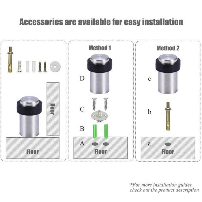Lot De 4 Butoirs De Porte Magnétiques En Acier Inoxydable Avec Fermeture Douce Pour Porte Murale Robuste Rouge 93698275