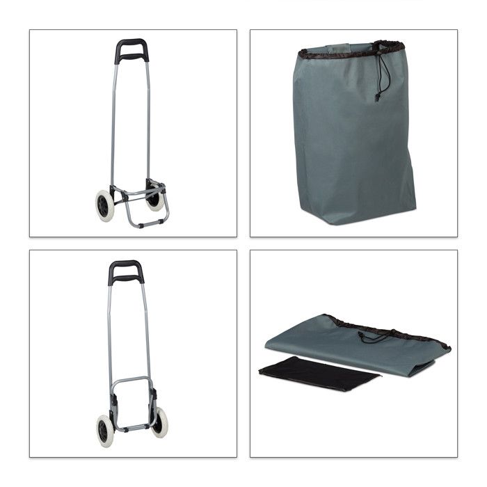 Relaxdays Chariot de courses pliable; sac amovible 28 L,caddie