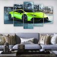 MMN-176 Lamborghini Huracan – toile murale imprimée verte, 5 pièces, décoration de maison, images HD, affiche (Contient Cadre)-0