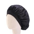 Bonnet De Douche,Bonnets de nuit en Satin pour enfants, Bonnet de nuit en soie, couvre tête, bande large élastique - Type Black-0