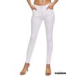 Jean femme slim fit blanc - Taille haute - Coton - Elasthane - Polyesther NEW-0