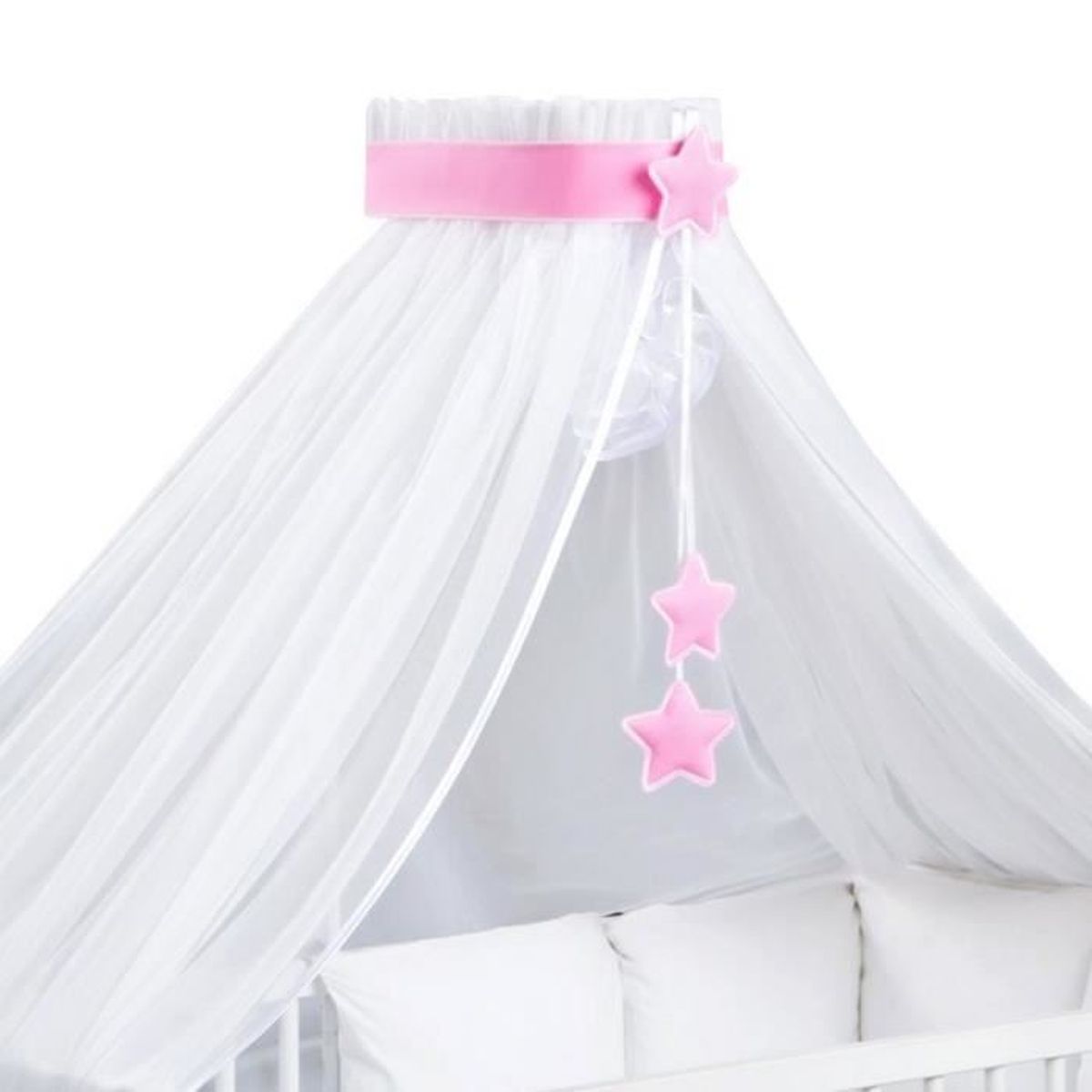 Ciel de lit bébé XXL Blanc et sa flèche Rose - Achat ...
