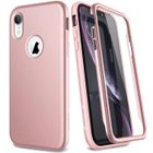 GrandEver Coque iPhone XS Etui rigide 360 Protection complète 2 en 1 Etui de protection ultra-plat pour iPhone XS Or Gold