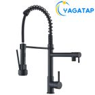 YAGATAP Robinet de Cuisine - Pivotant 360° - à Ressort avec Douchette - Mitigeur de Cuisine Extractible - Noir douchette à tirer
